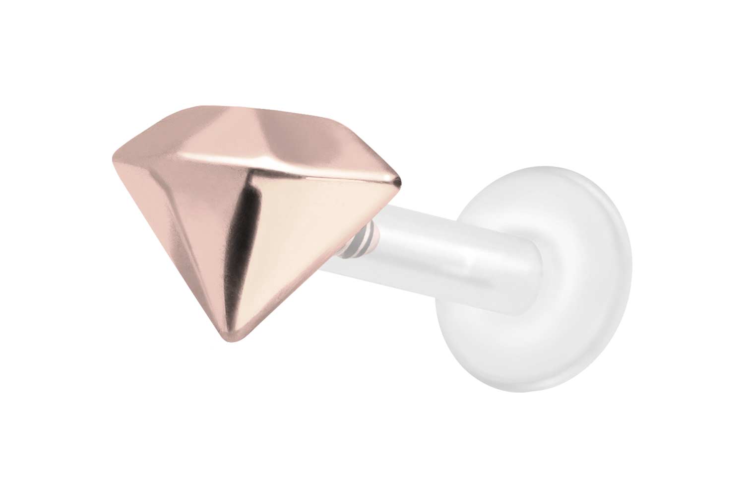 PTFE Labret Piercing mit Innengewinde + Titan-Aufsatz DIAMANT